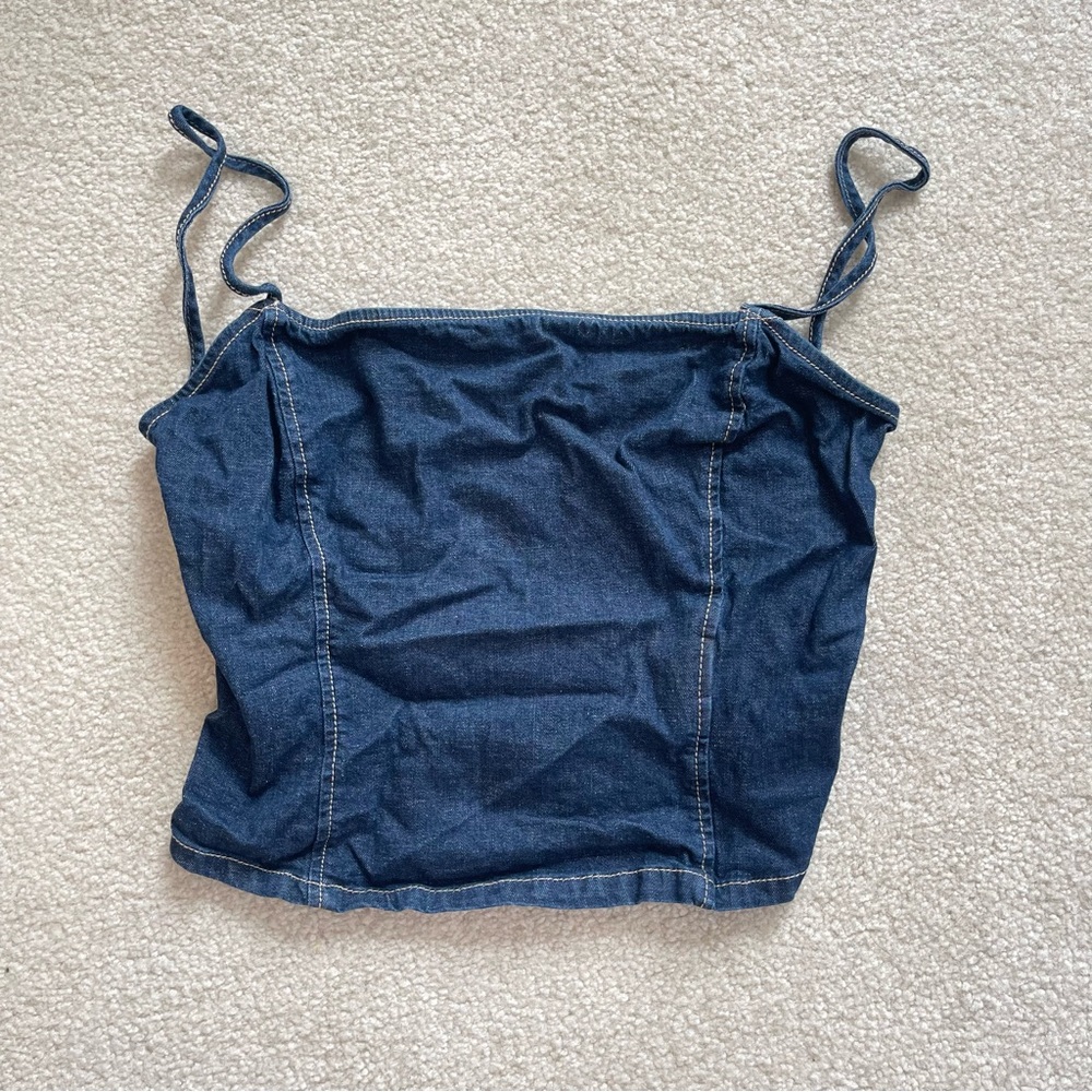 ZARA open back denim crop trop - XS extra small